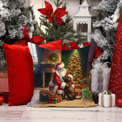 Labrador Retriever and Santa Claus Throw Pillow