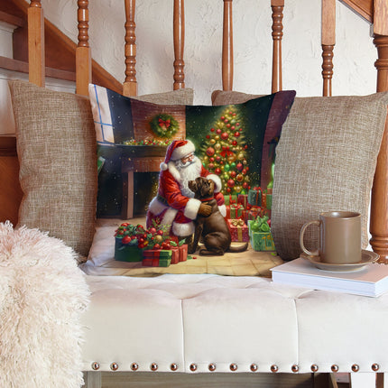 Labrador Retriever and Santa Claus Throw Pillow