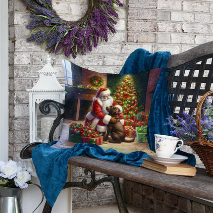 Labrador Retriever and Santa Claus Throw Pillow