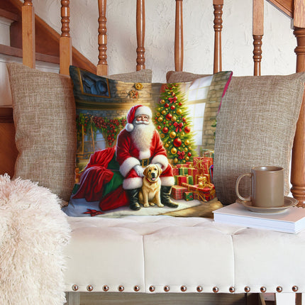 Labrador Retriever and Santa Claus Throw Pillow