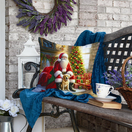Labrador Retriever and Santa Claus Throw Pillow