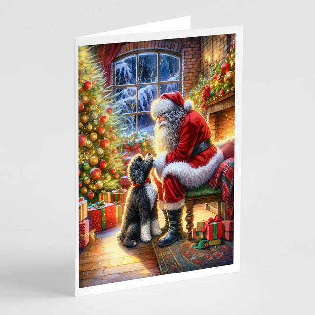 Portuguese Water Dog and Santa Claus Greeting Cards Pack of 8