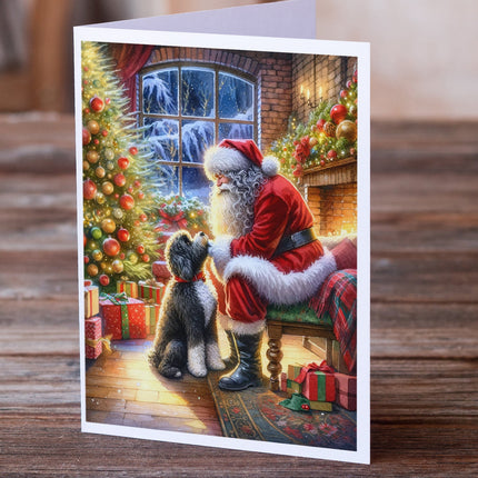 Portuguese Water Dog and Santa Claus Greeting Cards Pack of 8