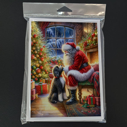 Portuguese Water Dog and Santa Claus Greeting Cards Pack of 8