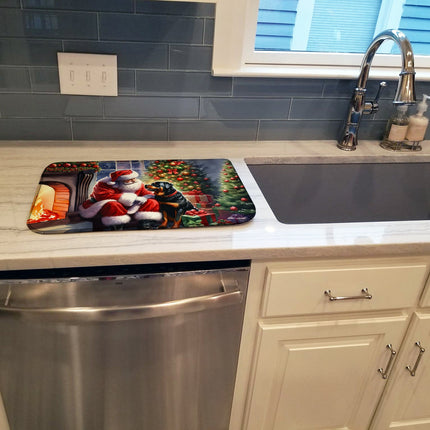 Rottweiler and Santa Claus Dish Drying Mat