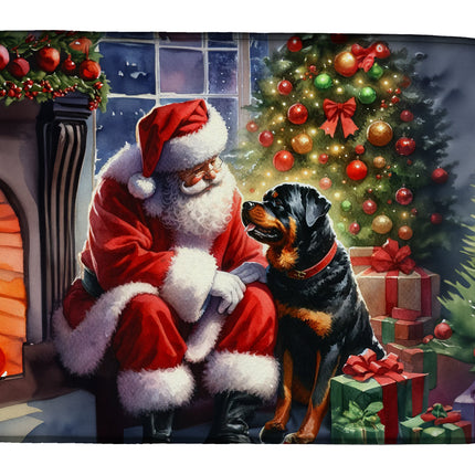 Rottweiler and Santa Claus Dish Drying Mat
