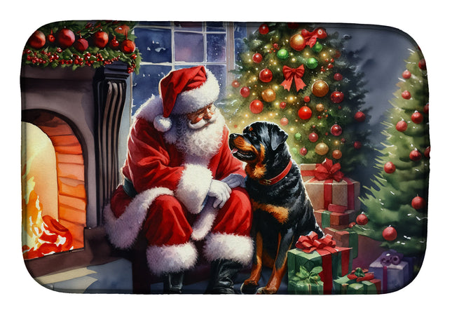 Rottweiler and Santa Claus Dish Drying Mat