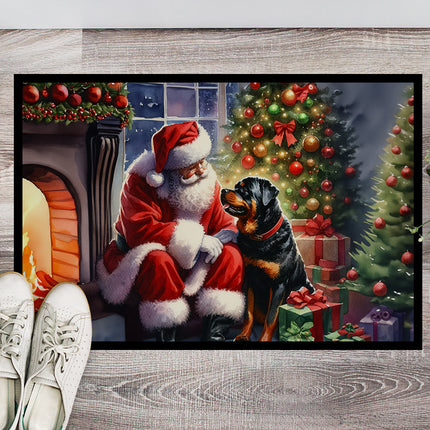 Rottweiler and Santa Claus Doormat