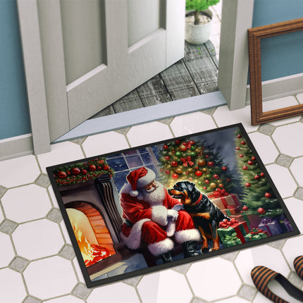 Rottweiler and Santa Claus Doormat