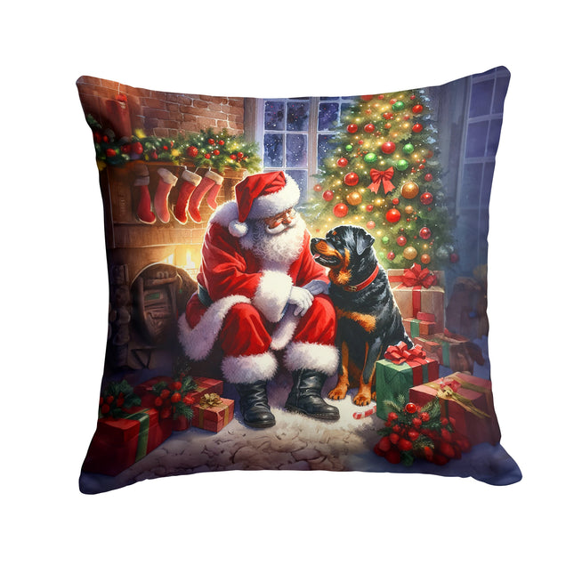 Rottweiler and Santa Claus Throw Pillow