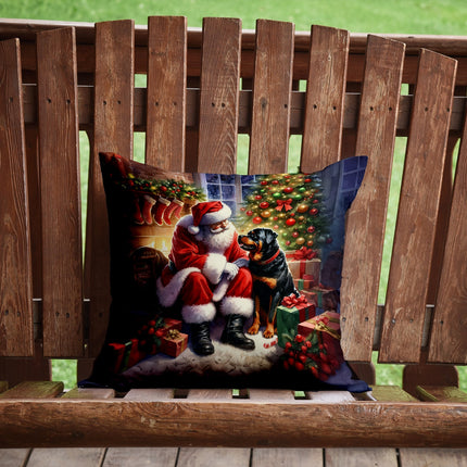 Rottweiler and Santa Claus Throw Pillow