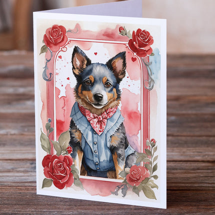 Australian Cattle Dog Valentine Roses Greeting Cards Pack of 8