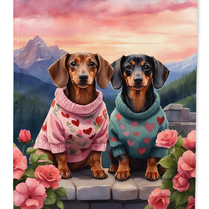 Dachshund Two Hearts Garden Flag