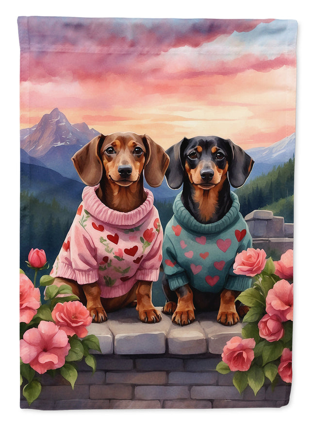 Dachshund Two Hearts Garden Flag