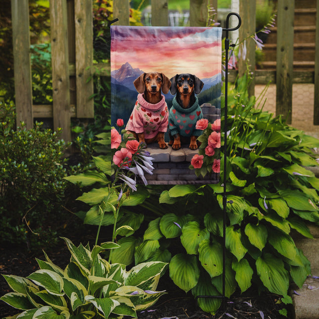 Dachshund Two Hearts Garden Flag