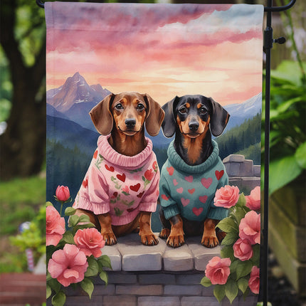 Dachshund Two Hearts Garden Flag