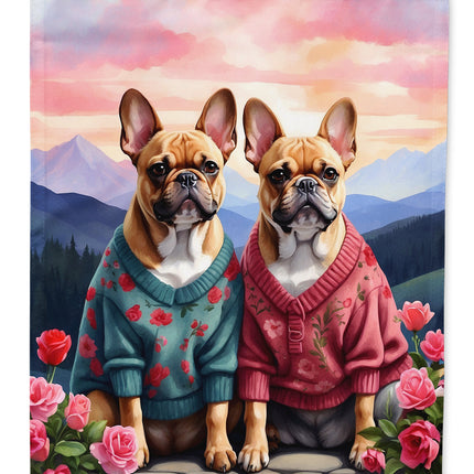 French Bulldog Two Hearts House Flag