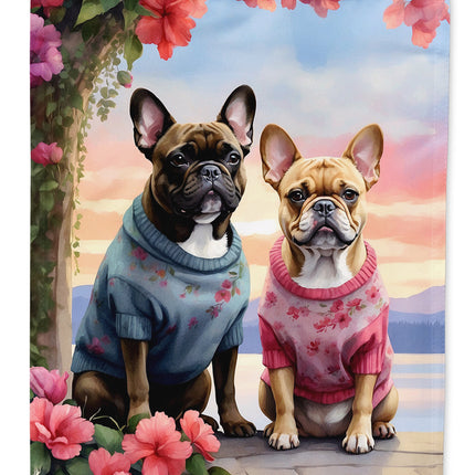 French Bulldog Two Hearts Garden Flag