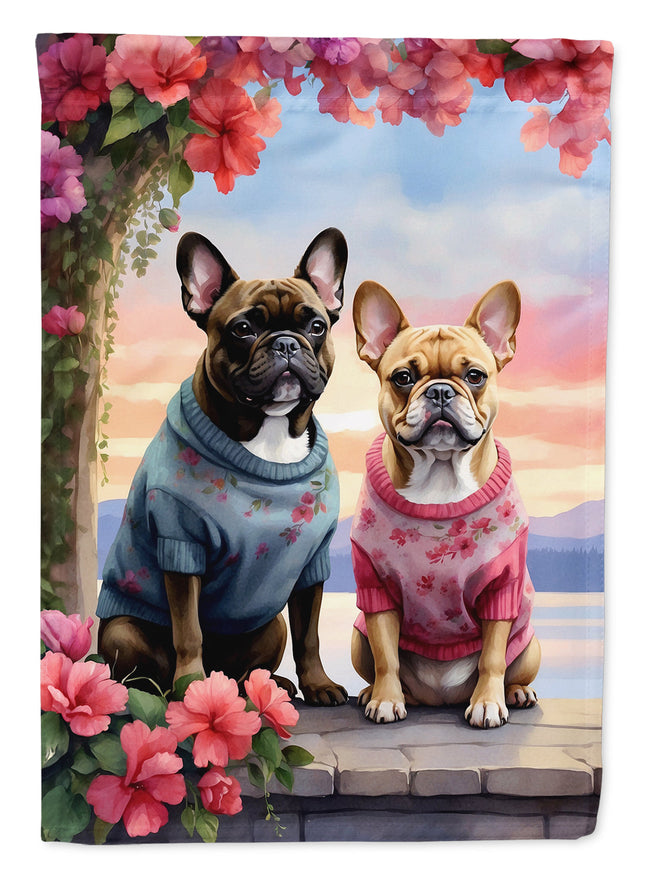 French Bulldog Two Hearts Garden Flag