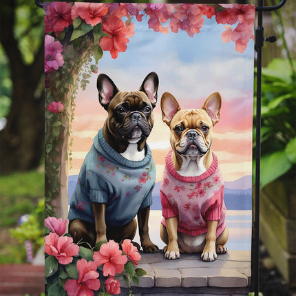French Bulldog Two Hearts Garden Flag