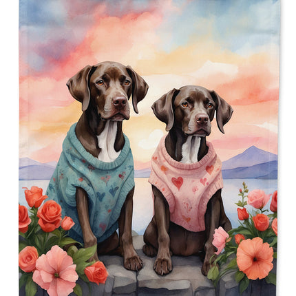 German Shorthaired Pointer Two Hearts House Flag