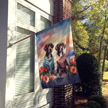German Shorthaired Pointer Two Hearts House Flag