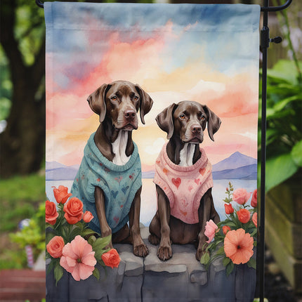 German Shorthaired Pointer Two Hearts Garden Flag