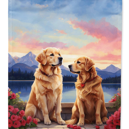 Golden Retriever Two Hearts House Flag