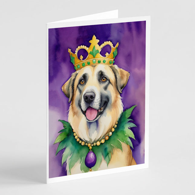 Anatolian Shepherd Dog King of Mardi Gras Greeting Cards Pack of 8