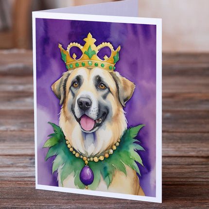 Anatolian Shepherd Dog King of Mardi Gras Greeting Cards Pack of 8