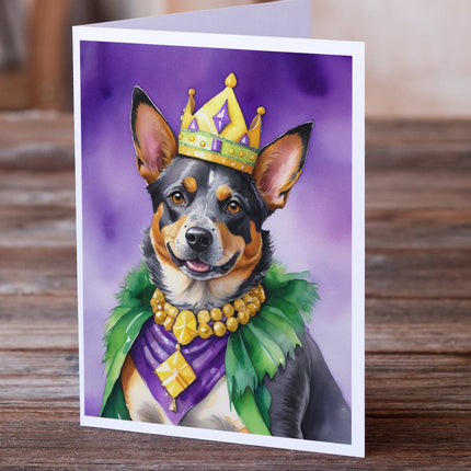 Australian Cattle Dog King of Mardi Gras Greeting Cards Pack of 8