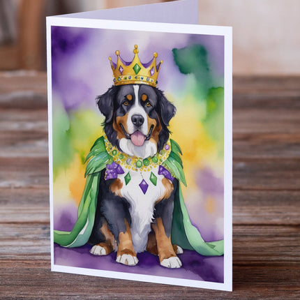 Bernese Mountain Dog King of Mardi Gras Greeting Cards Pack of 8