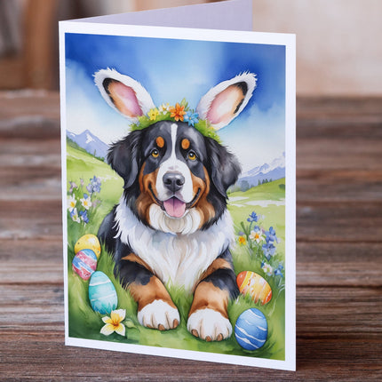 Bernese Mountain Dog Easter Egg Hunt Greeting Cards Pack of 8