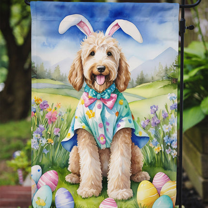 Goldendoodle Easter Egg Hunt Garden Flag