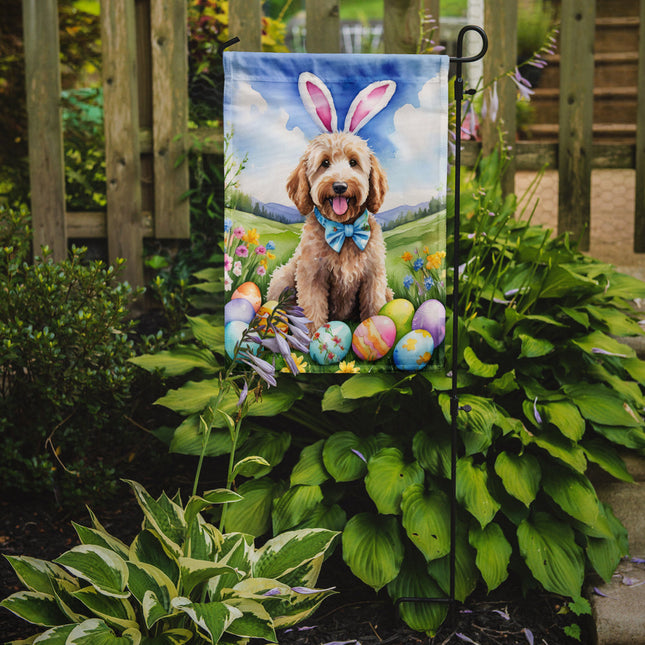 Goldendoodle Easter Egg Hunt Garden Flag