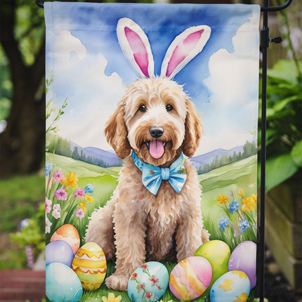 Goldendoodle Easter Egg Hunt Garden Flag