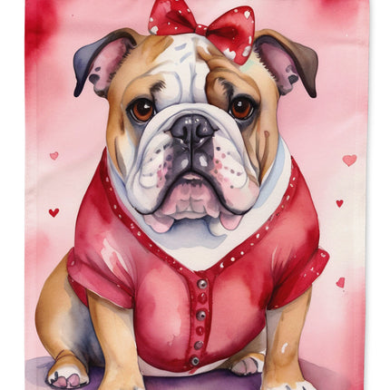 English Bulldog My Valentine House Flag