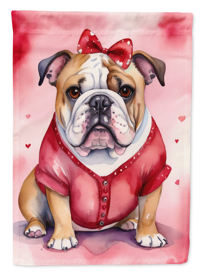 English Bulldog My Valentine House Flag