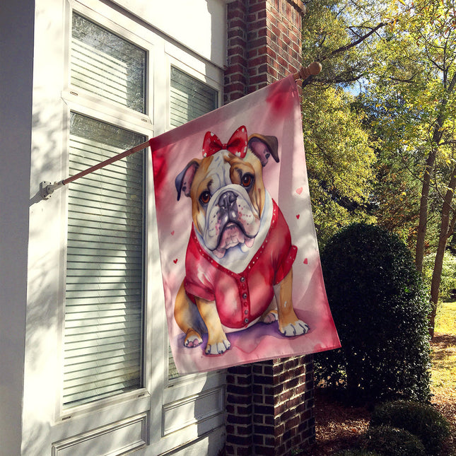 English Bulldog My Valentine House Flag