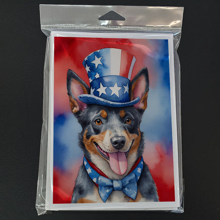 Australian Cattle Dog Patriotic American Greeting Cards Pack of 8