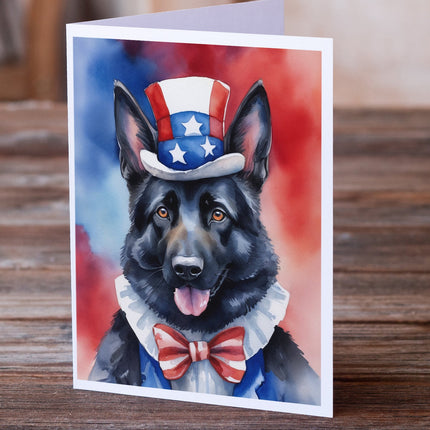 German Shepherd Patriotic American Greeting Cards Pack of 8