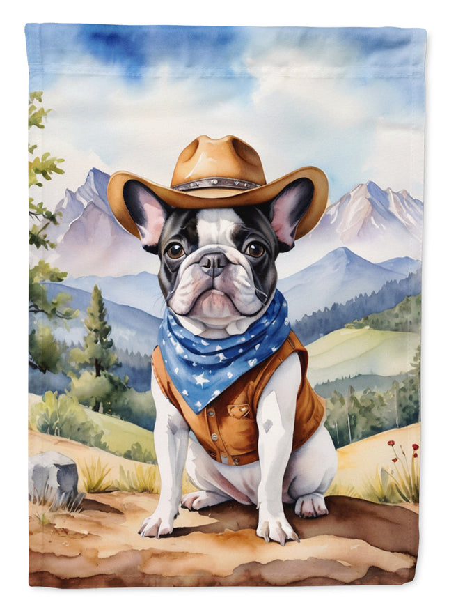 French Bulldog Cowboy Welcome House Flag
