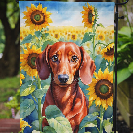Dachshund in Sunflowers Garden Flag