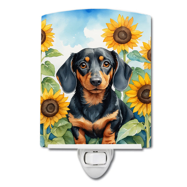 Dachshund in Sunflowers Ceramic Night Light
