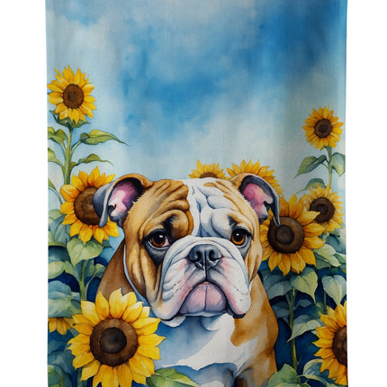 English Bulldog in Sunflowers Kitchen Towel
