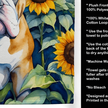English Bulldog in Sunflowers Kitchen Towel