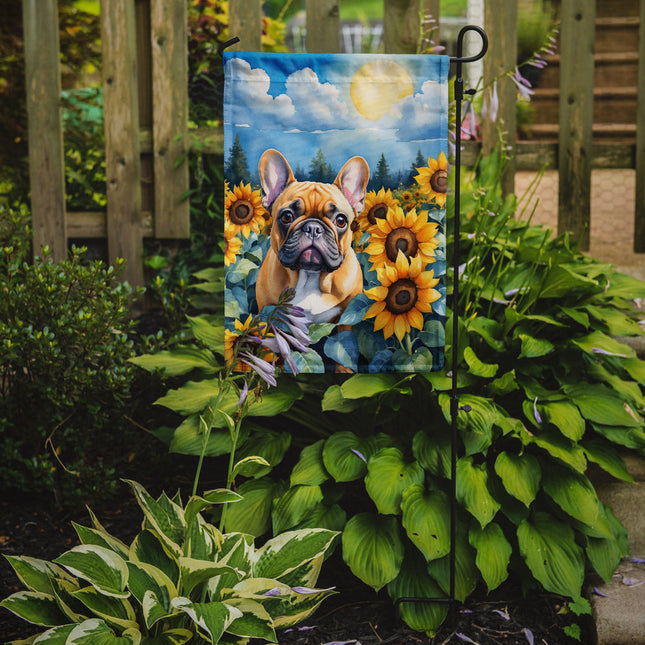 French Bulldog in Sunflowers Garden Flag
