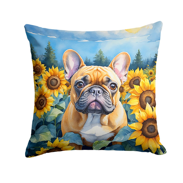 French Bulldog in Sunflowers Throw Pillow