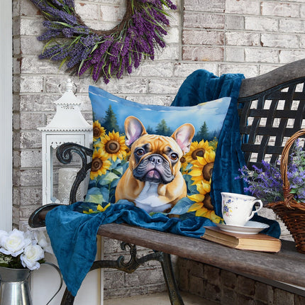 French Bulldog in Sunflowers Throw Pillow