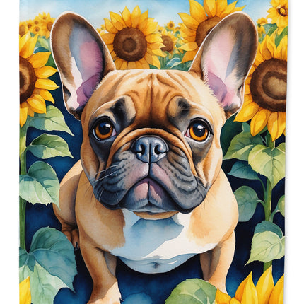 French Bulldog in Sunflowers Garden Flag